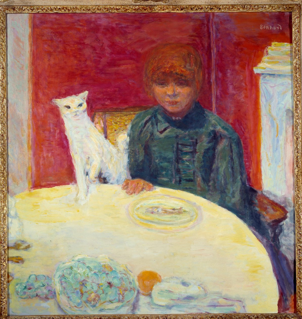 A nő a macskával vagy az igényes macska Pierre Bonnard (1867-1947) festménye 20. század V. 0,78x0,77 m Párizs, Orsay Múzeum alkotó: Pierre Bonnard