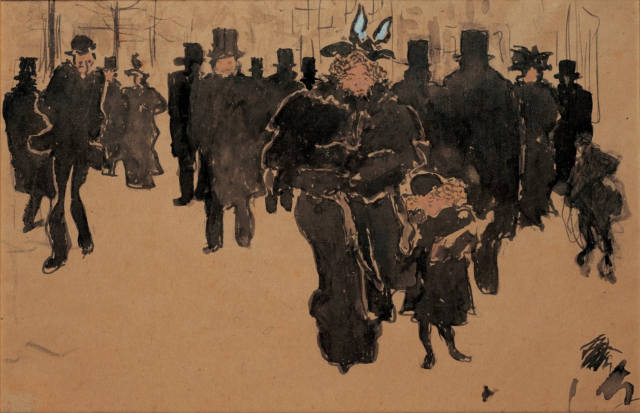 Le boulevard, 1890 körül (akvarell, tinta és fényes papírra mosás) alkotó: Pierre Bonnard