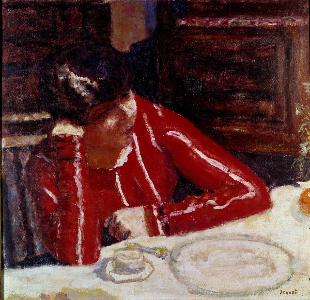 A vörös míder Pierre Bonnard festménye (1867-1947) 1925 Párizs Nemzeti Modern Művészeti Múzeum alkotó: Pierre Bonnard