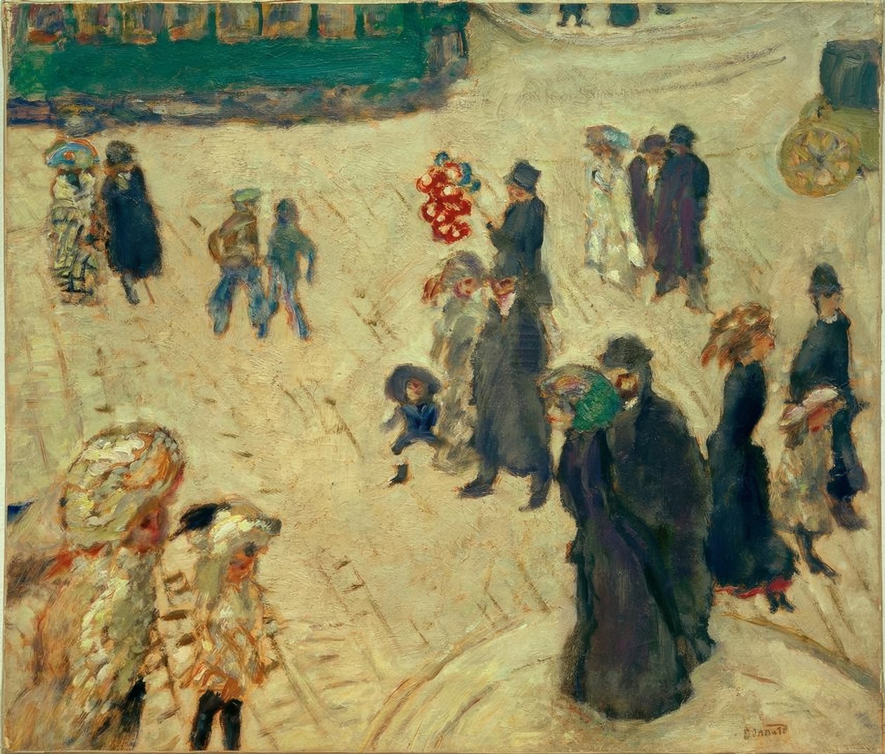A zöld villamos (Karakterek az utcában a zöld villamossal) alkotó: Pierre Bonnard