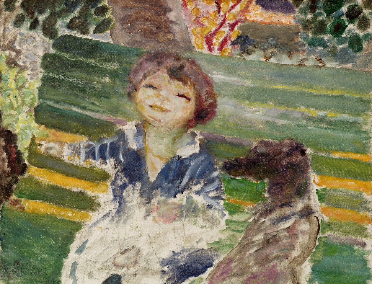 Kislány kutyával alkotó: Pierre Bonnard