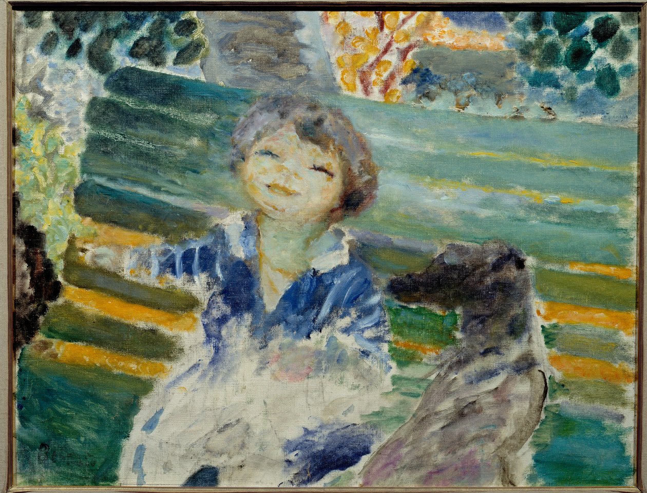 Kislány a kutyával Pierre Bonnard (1867-1947) 1930-as magángyűjtemény festménye alkotó: Pierre Bonnard