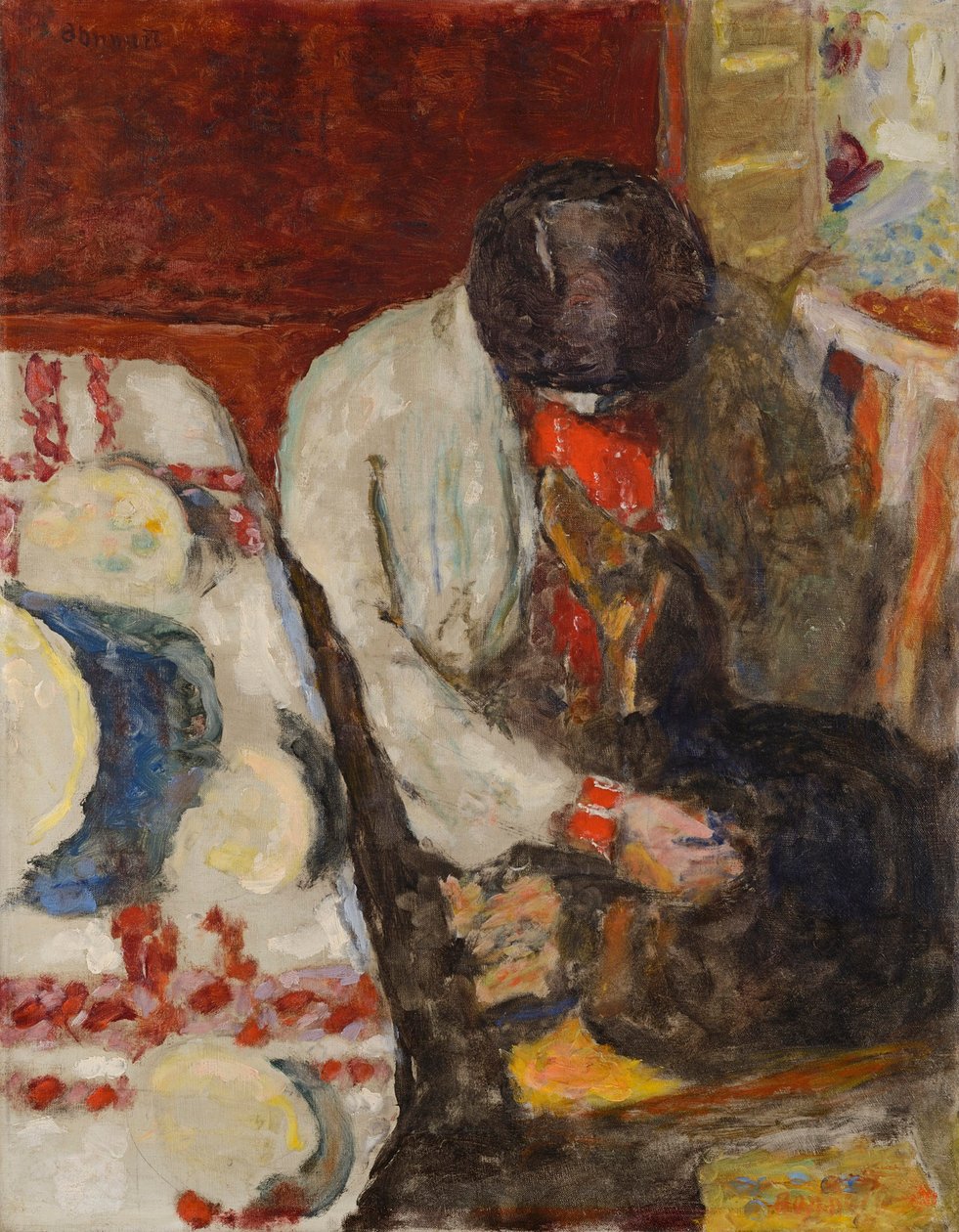 Marthe fehér abrosszal, 1926. alkotó: Pierre Bonnard