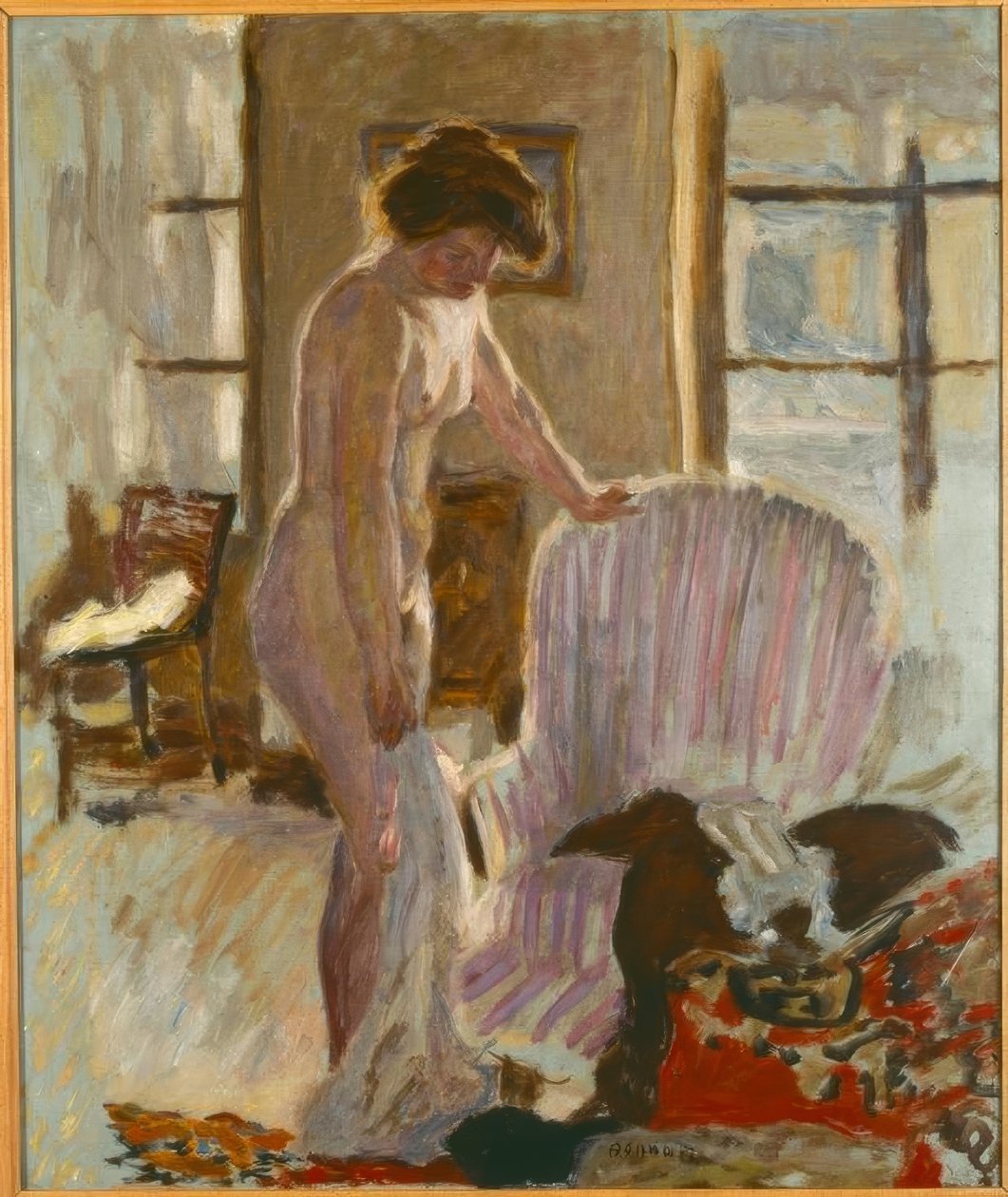 Meztelenül egy belső térben alkotó: Pierre Bonnard