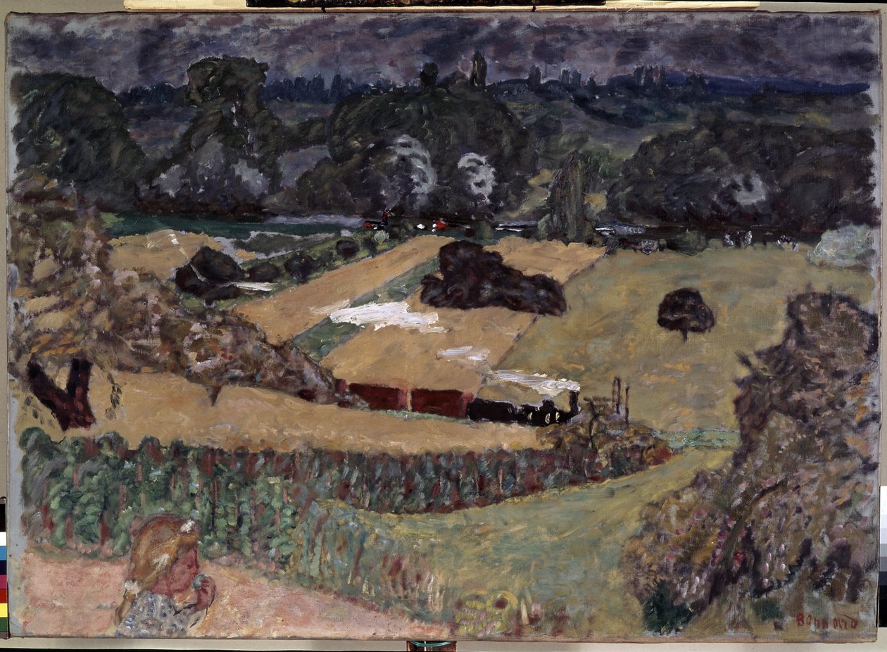 Táj tehervonattal. Pierre Bonnard festménye (1867-1947) alkotó: Pierre Bonnard