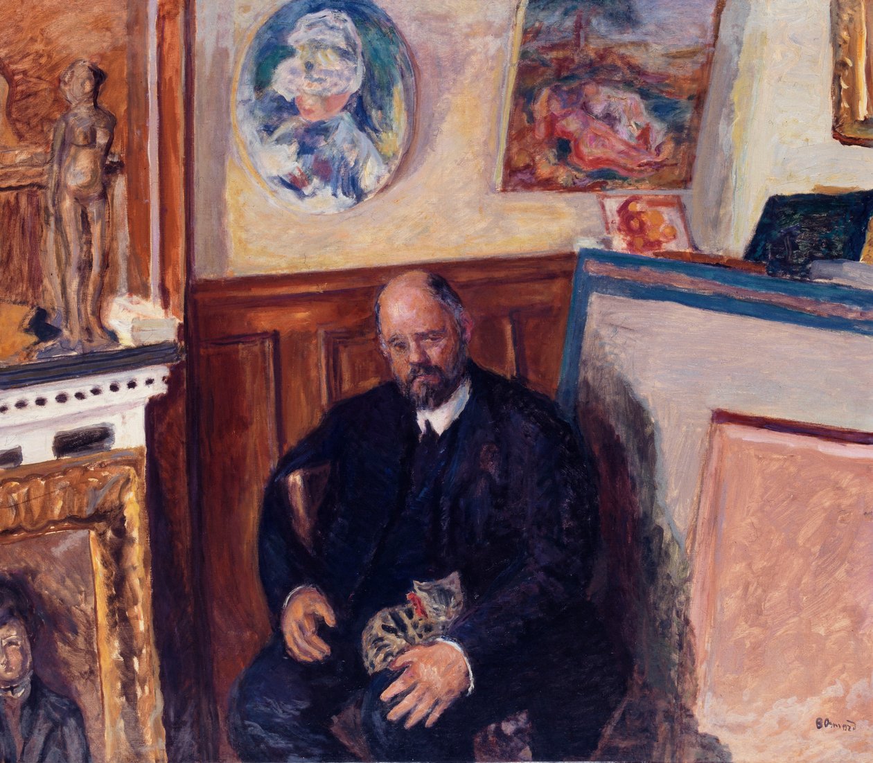 Ambroise Vollard portréja 1865-1939 macskájával, c. 1924. alkotó: Pierre Bonnard