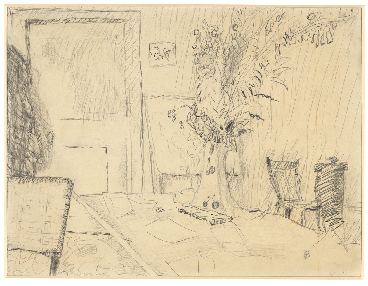 Virágcserép a Le Cannet étkezőjében alkotó: Pierre Bonnard
