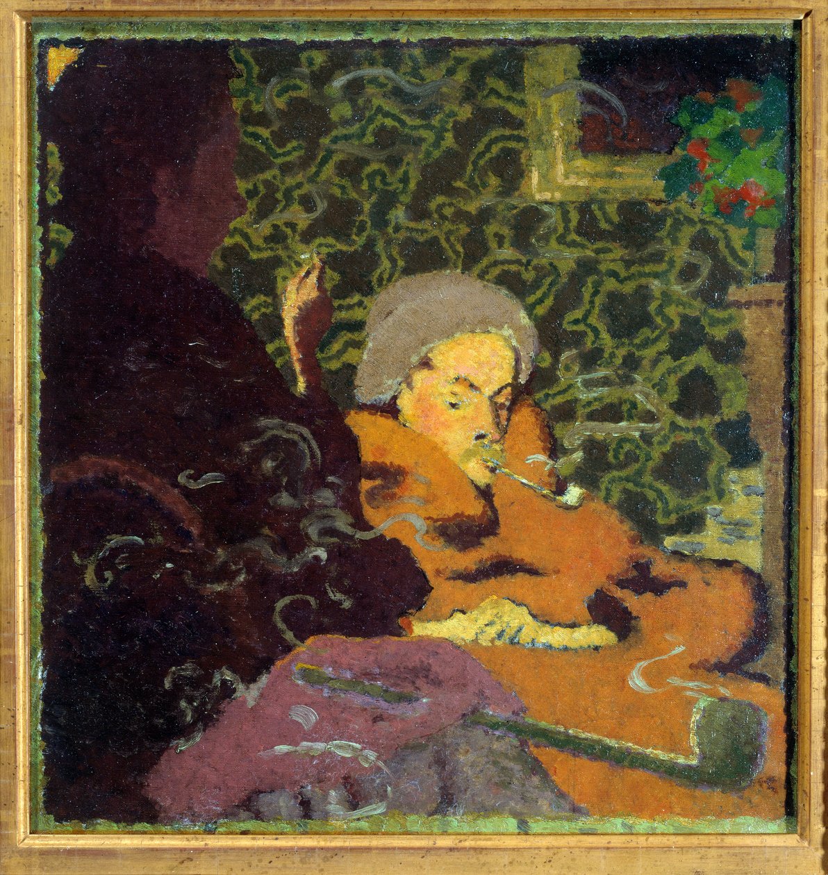 Magánélet. Pipázó szereplők alkotó: Pierre Bonnard