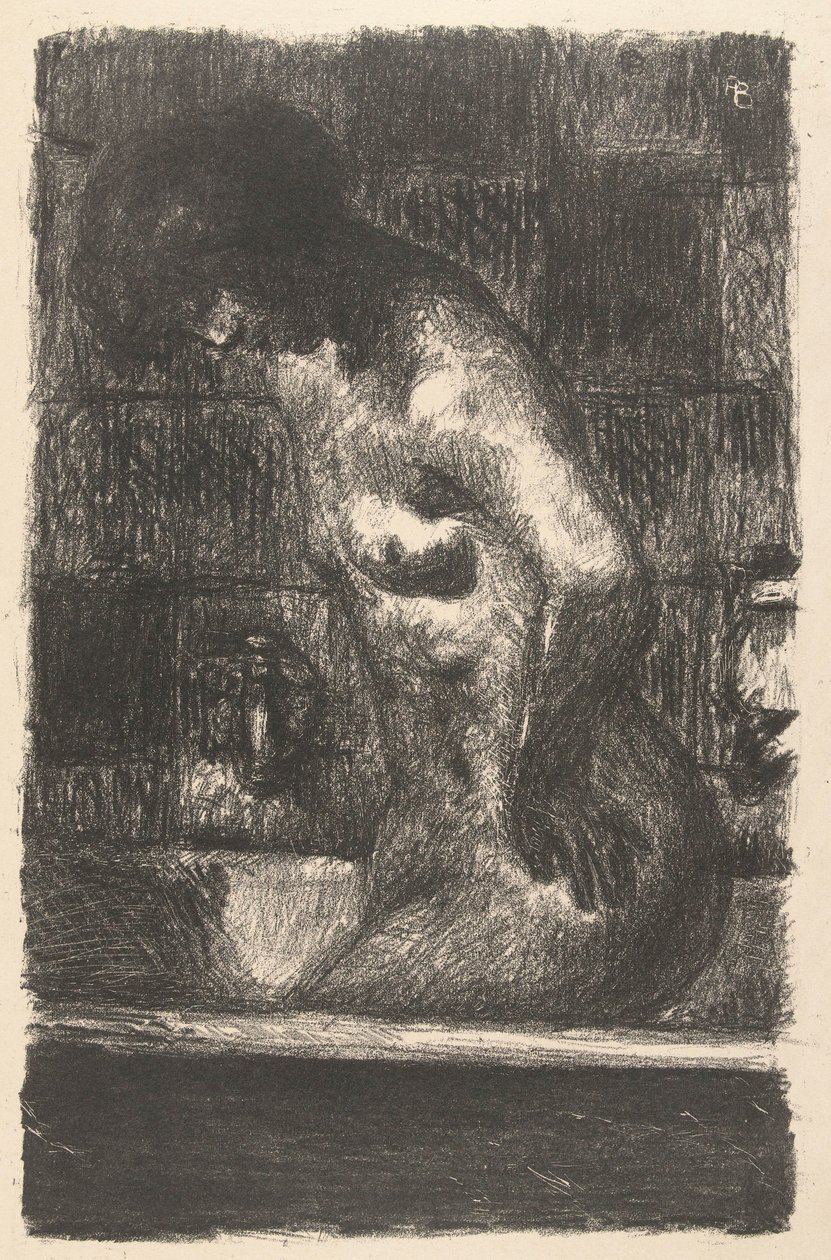 Álló meztelen nő megmossa magát a fürdőben Femme debout dance sa baignoire alkotó: Pierre Bonnard