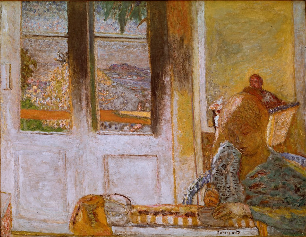 A francia ablak (Matin a Le Cannet) Pierre Bonnard (1867-1947) festménye 1932. Olaj, vászon. Homályos. 86x112 cm Collection Privee alkotó: Pierre Bonnard
