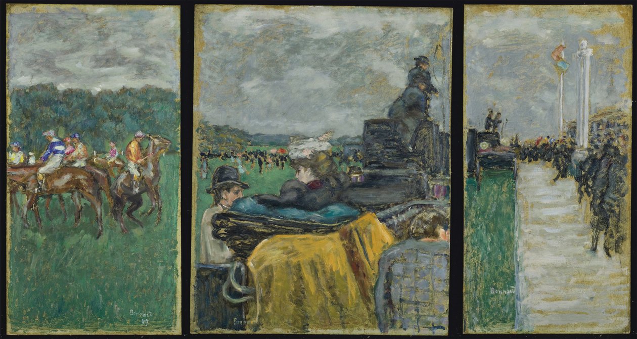 The Longchamp Racecourse Les tanfolyamok à Longchamp. Triptichon, 1897 alkotó: Pierre Bonnard