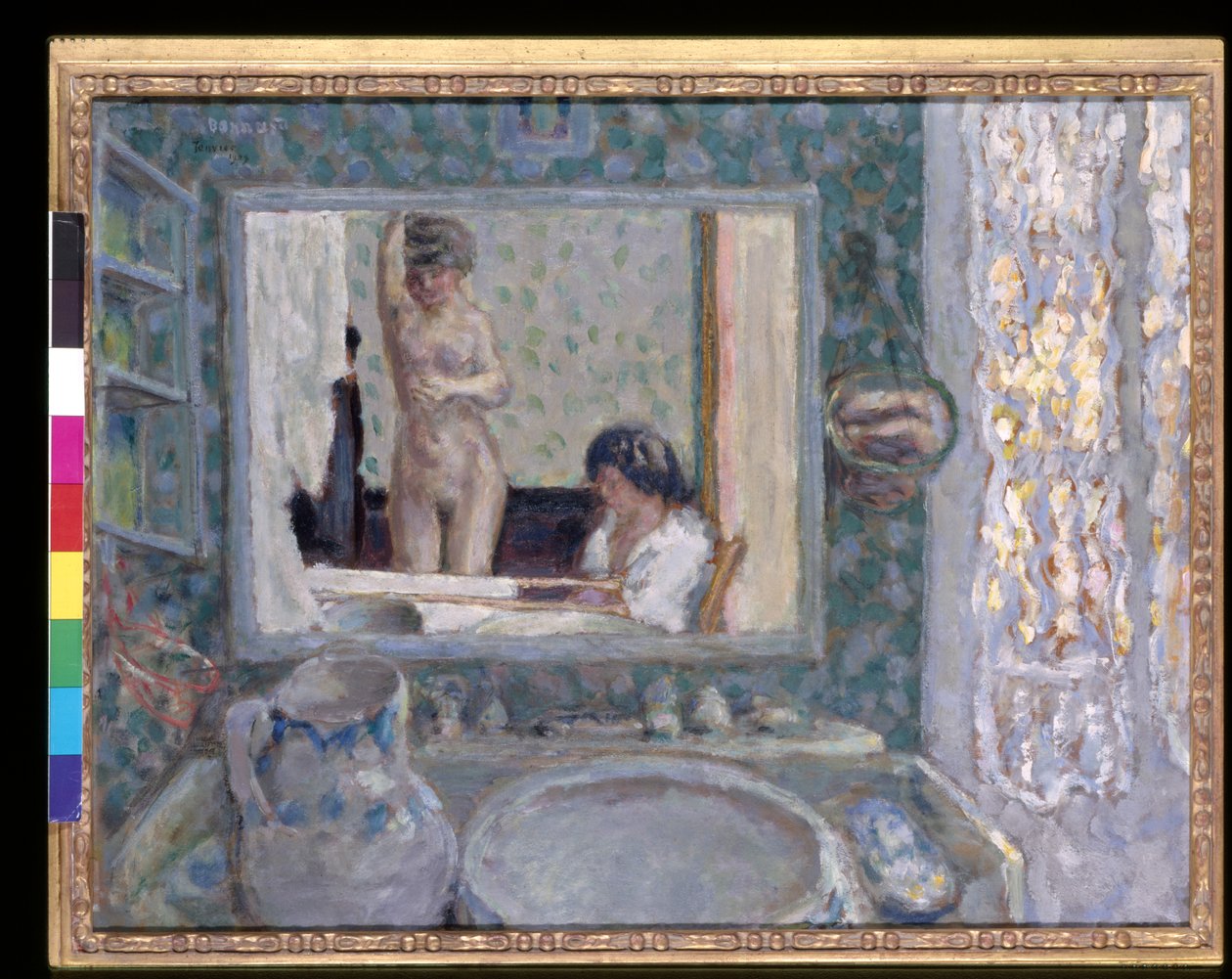 A tükör a zöld szobában (La Glace De La Chambre Verte) (olaj, papír) alkotó: Pierre Bonnard