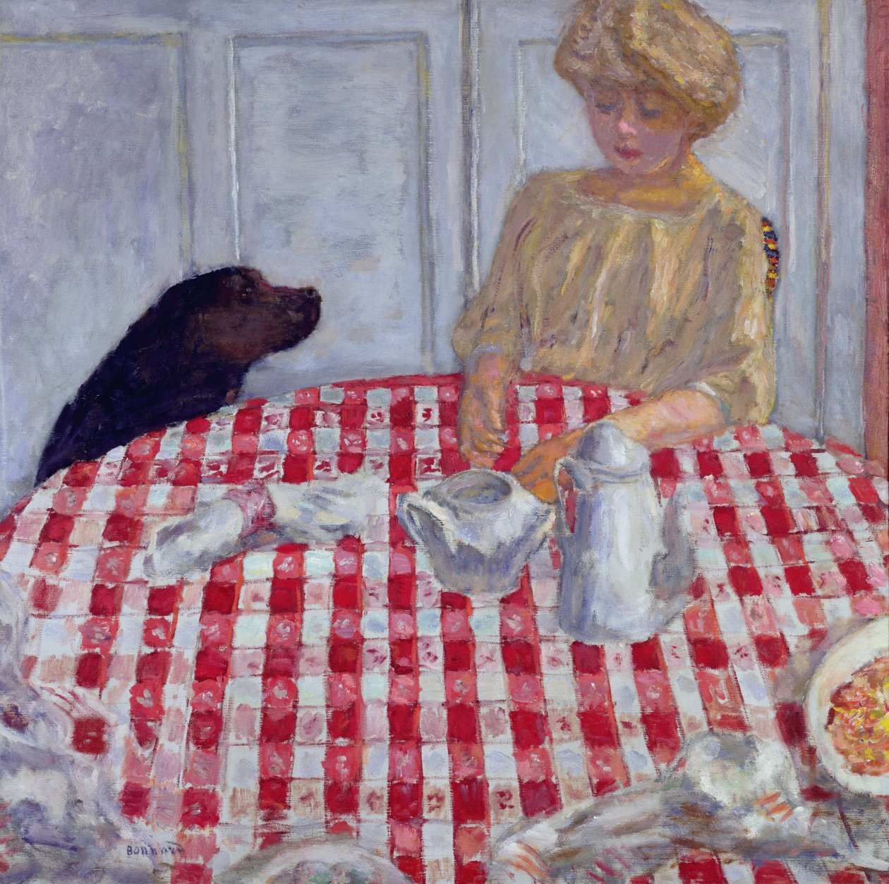 A vörös kockás terítő, avagy a kutyák vacsora, 1910 alkotó: Pierre Bonnard