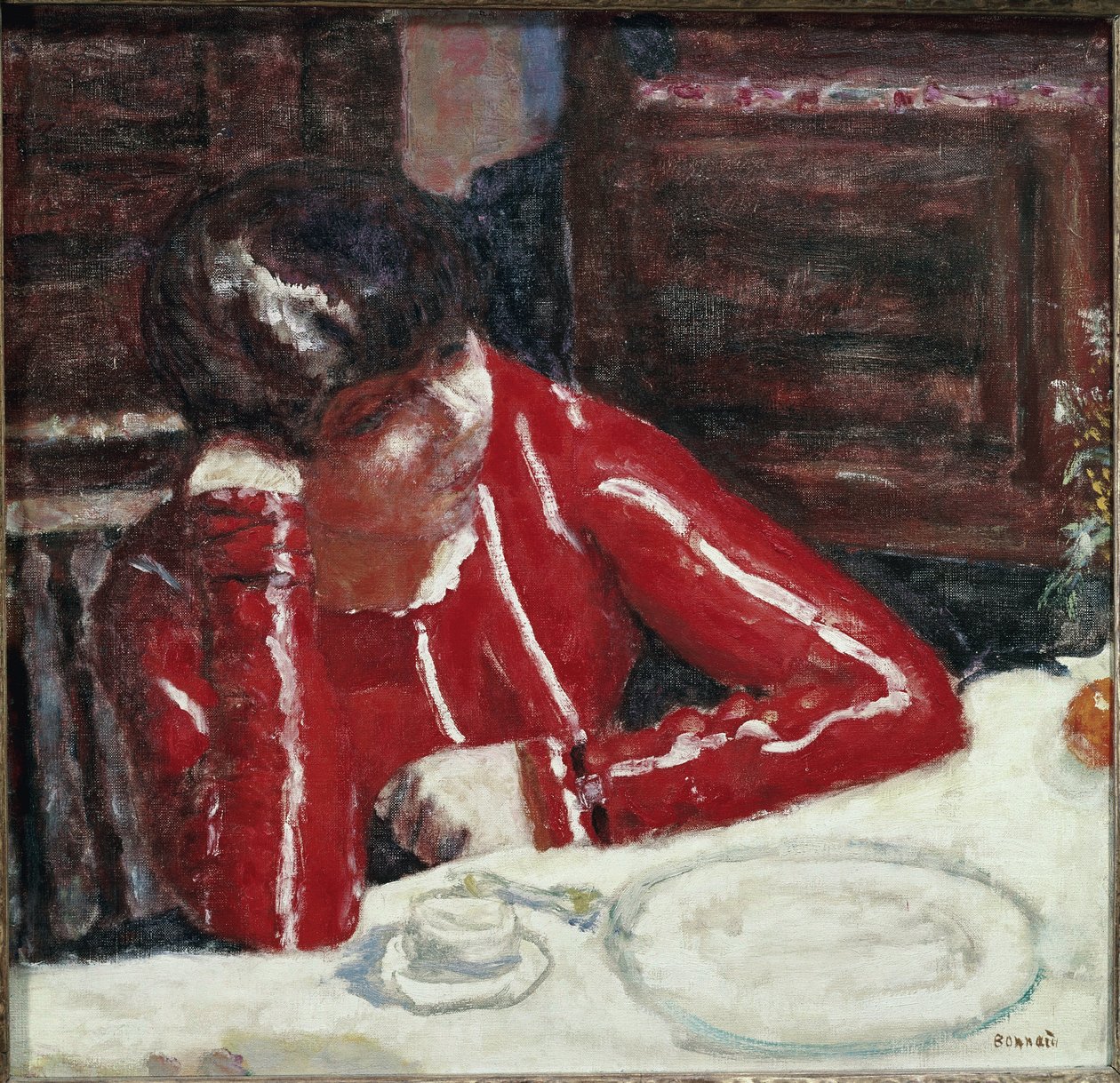 The Red Corsage (olaj, vászon alkotó: Pierre Bonnard