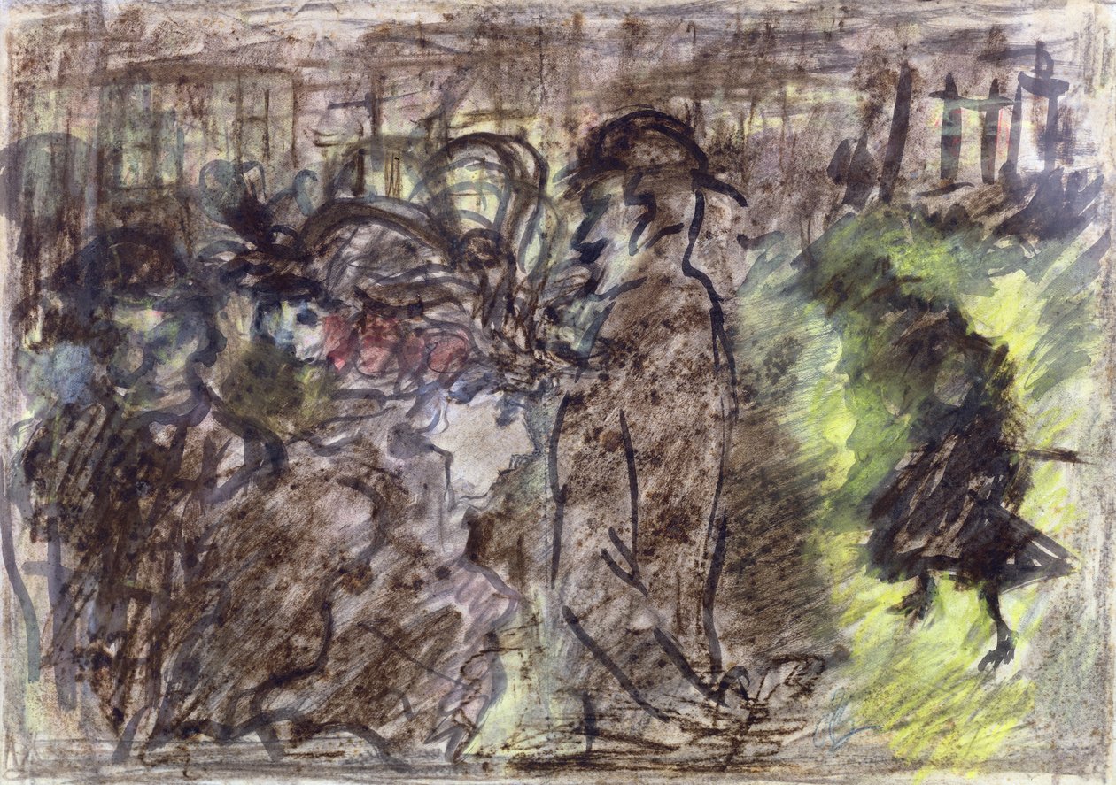 A tér, este, 1899 (pasztell, wc és tinta papíron) alkotó: Pierre Bonnard