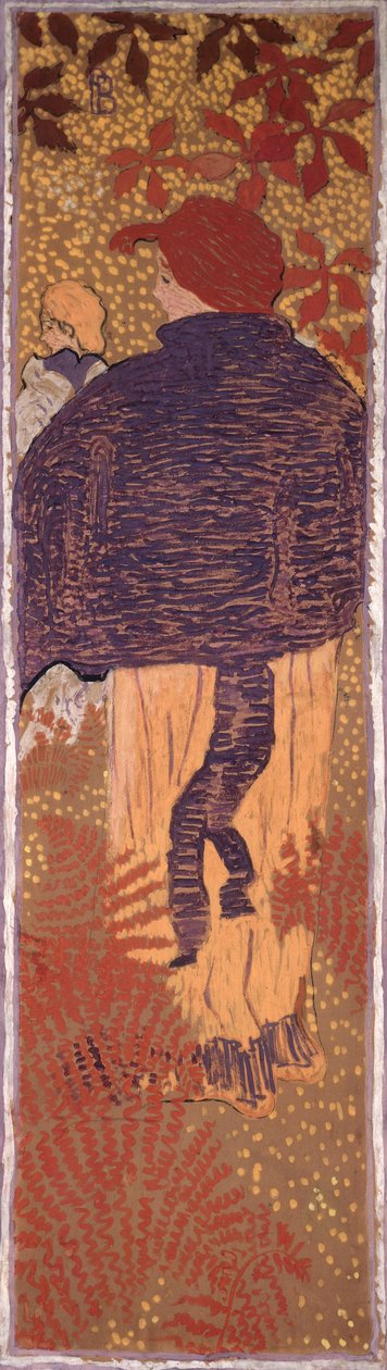 Nő a köpenyben, a Nők a kertben négy panel egyike, 1891 (olaj, papír, vászon) alkotó: Pierre Bonnard