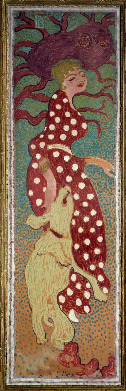 Nő fehér pöttyös ruhában Pierre Bonnard festménye (1867-1947) 1891 Dim. 1,6x0,48 m Párizs, Muse d