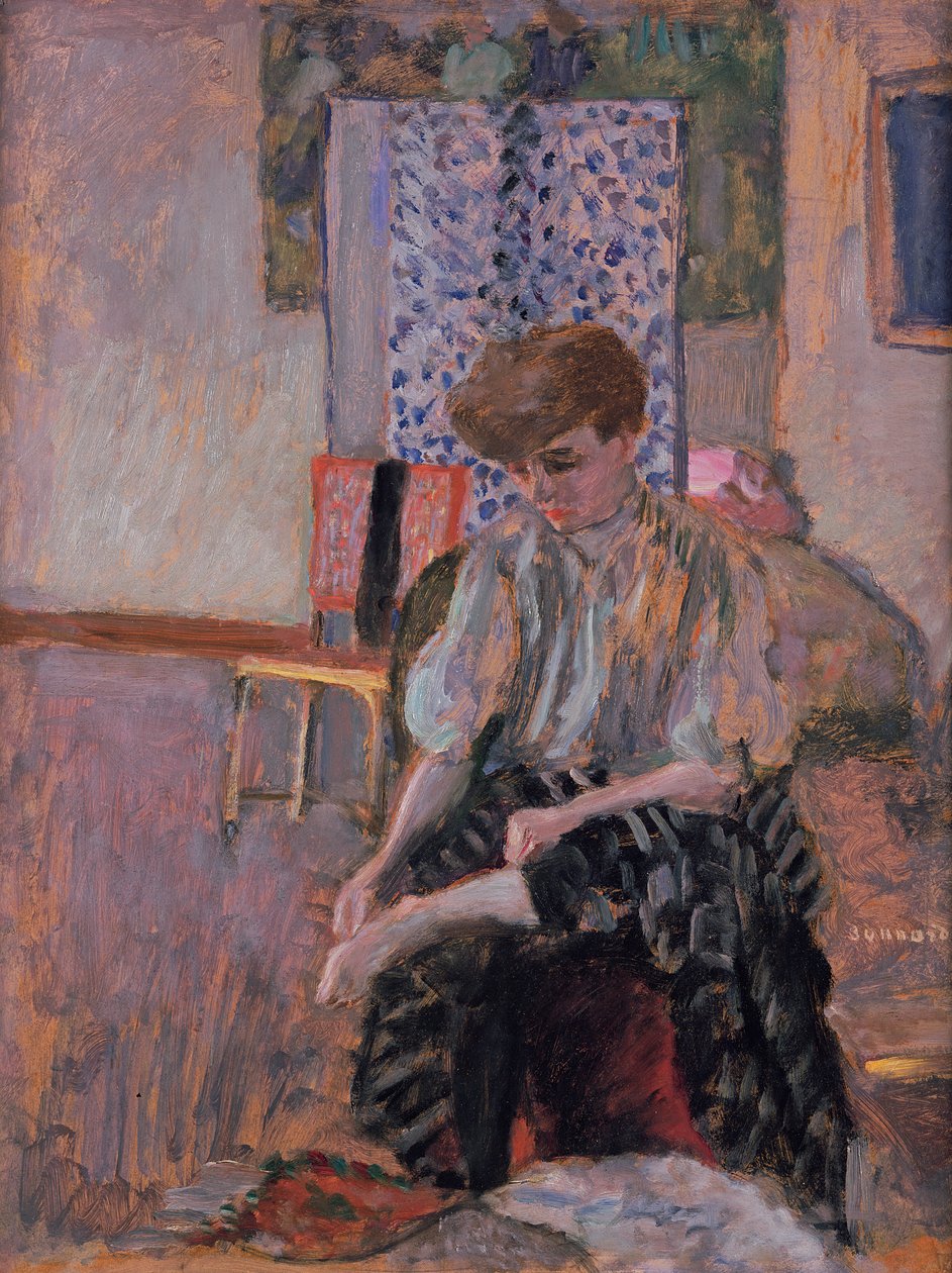 Harisnyát felhúzó nő alkotó: Pierre Bonnard