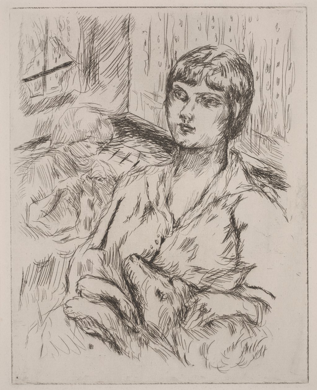 Nő kutyával, Octave Mirbeau "Dingo" című illusztrációja alkotó: Pierre Bonnard