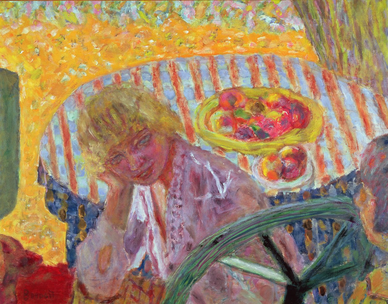 Fiatal lány csíkos abrosszal, 1921 alkotó: Pierre Bonnard
