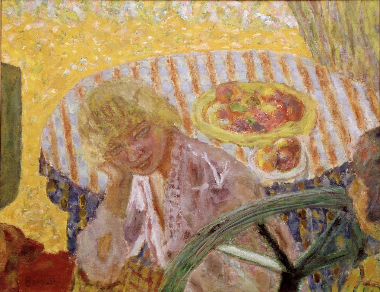 Fiatal nők a kertben vagy a csíkos terítő Pierre Bonnard festménye (1867-1947) 1921-1923 Magángyűjtemény alkotó: Pierre Bonnard