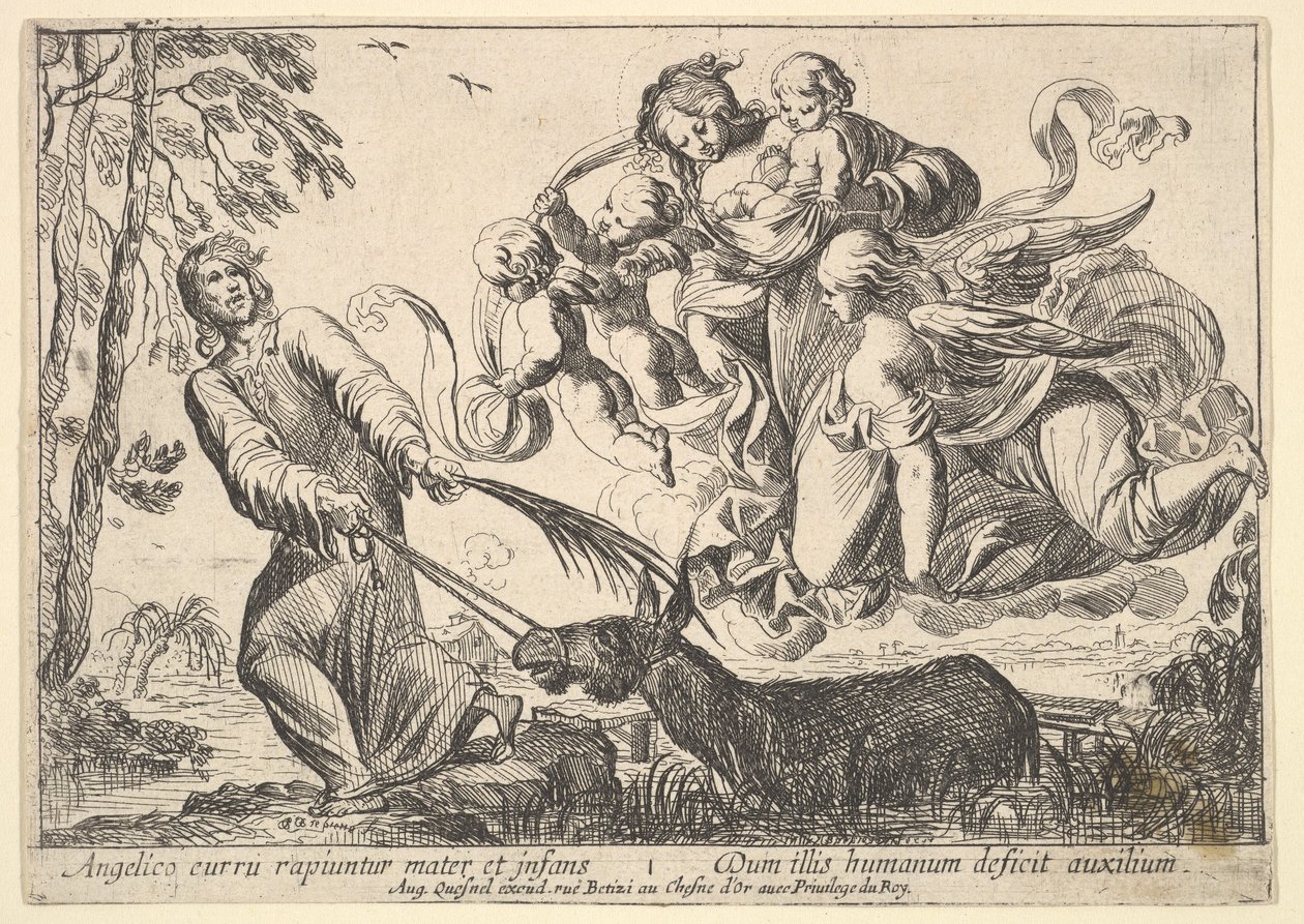 Angyalok felemelő szűz és gyermek, 1610-42. alkotó: Pierre Brebiette