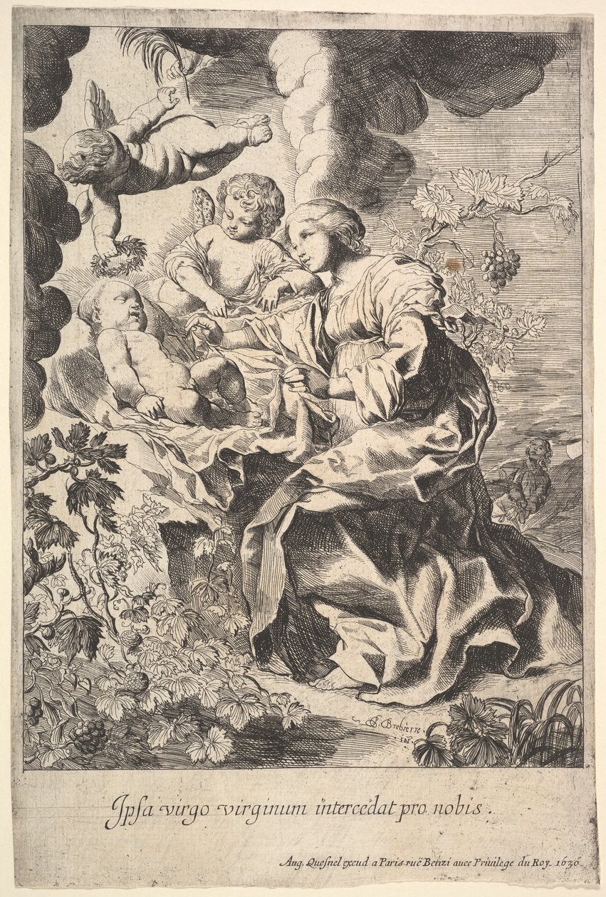 Szűz és gyermek angyalokkal, 1636. alkotó: Pierre Brebiette