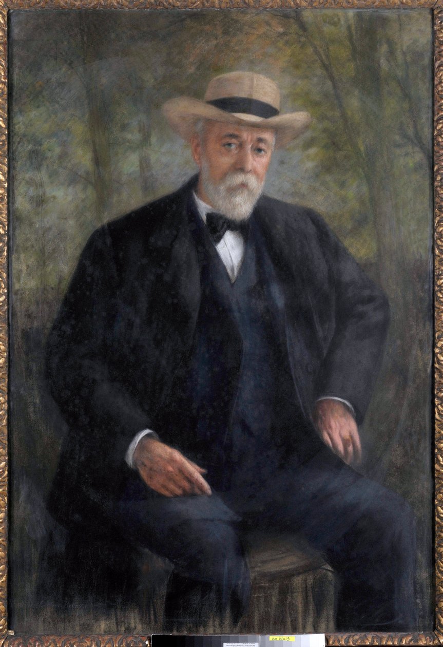 Henri Brisson (1835-1912) tanácselnök portréja a montmorency-i kertjében (festmény) alkotó: Pierre Carrier Belleuse