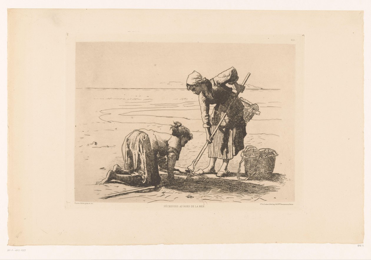 Halászok a tengerparton Pecheuses au bord de la mer. (cím a tárgyon) alkotó: Pierre Celestin Billet