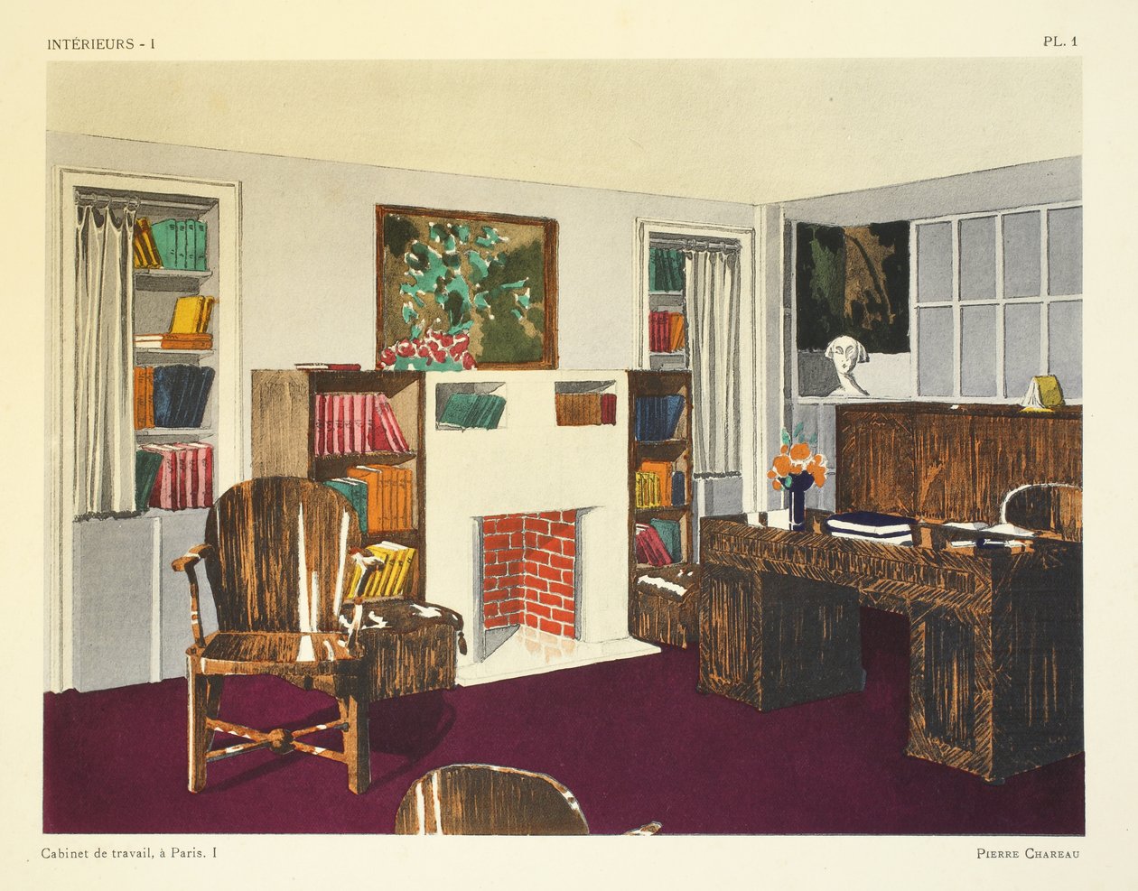I. munkaszekrény, Párizsban, illusztráció az „Interieurs”-ből, Leon Moussinac, pub. Albert Levy alkotó: Pierre Chareau