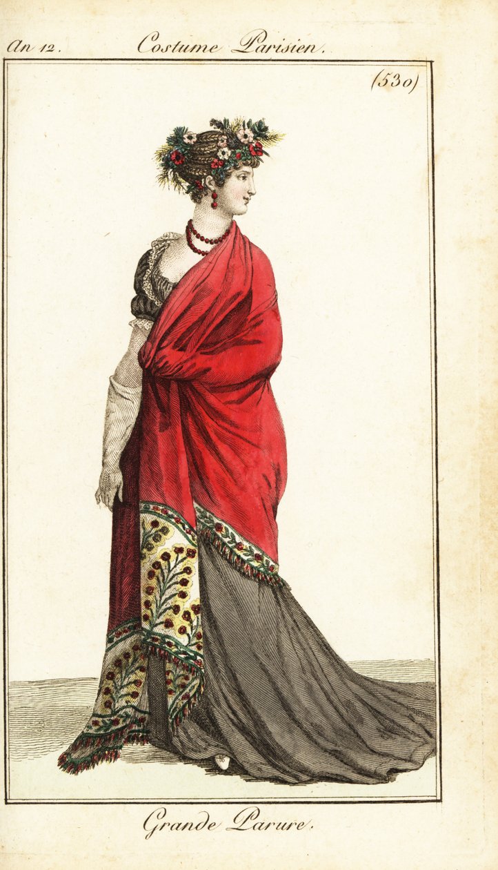 Nő nagyon formális ruhában, Párizs alkotó: Pierre Charles Baquoy
