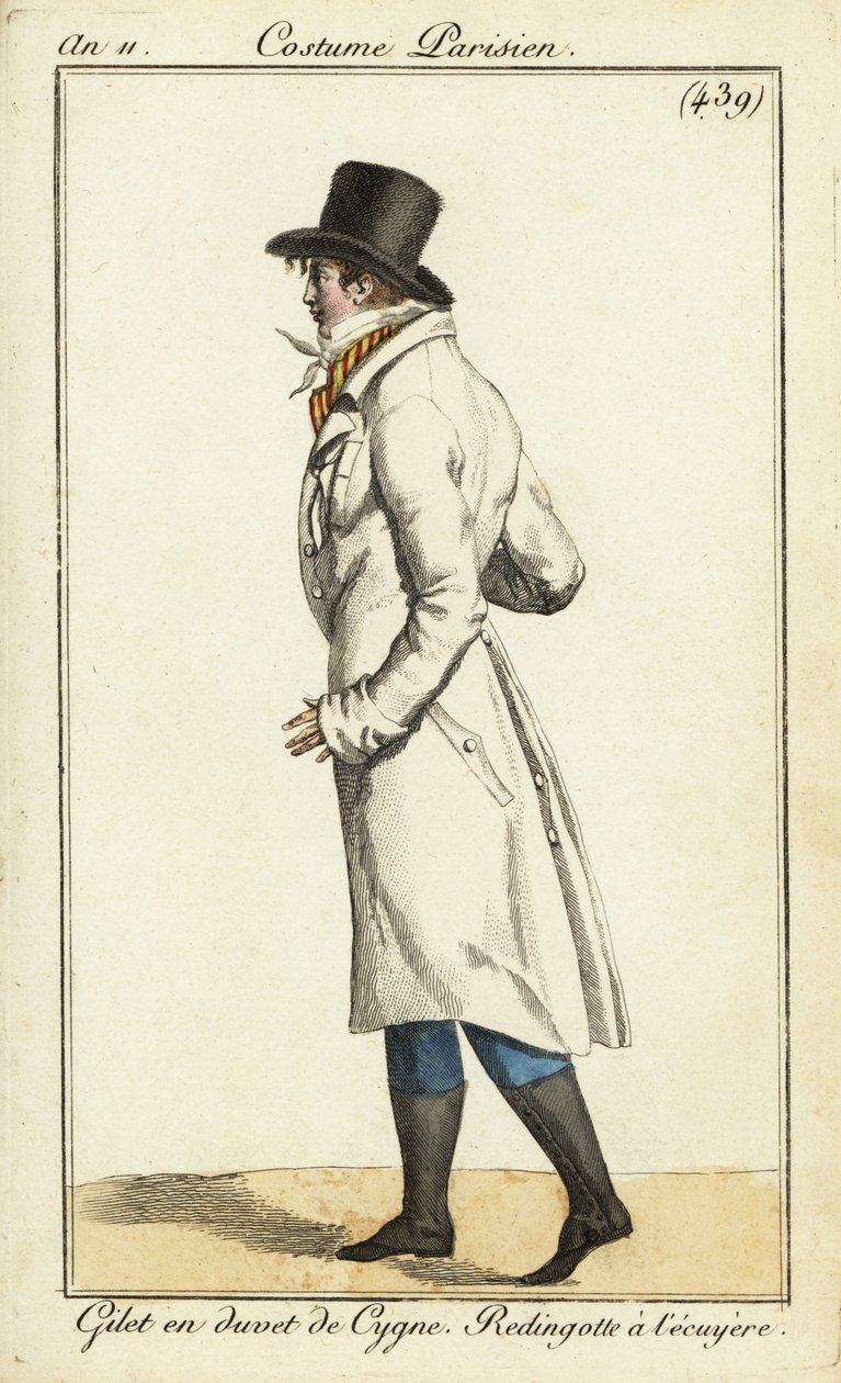 Fiatal dandy lovaskabátban, hattyús mellényben alkotó: Pierre Charles Baquoy