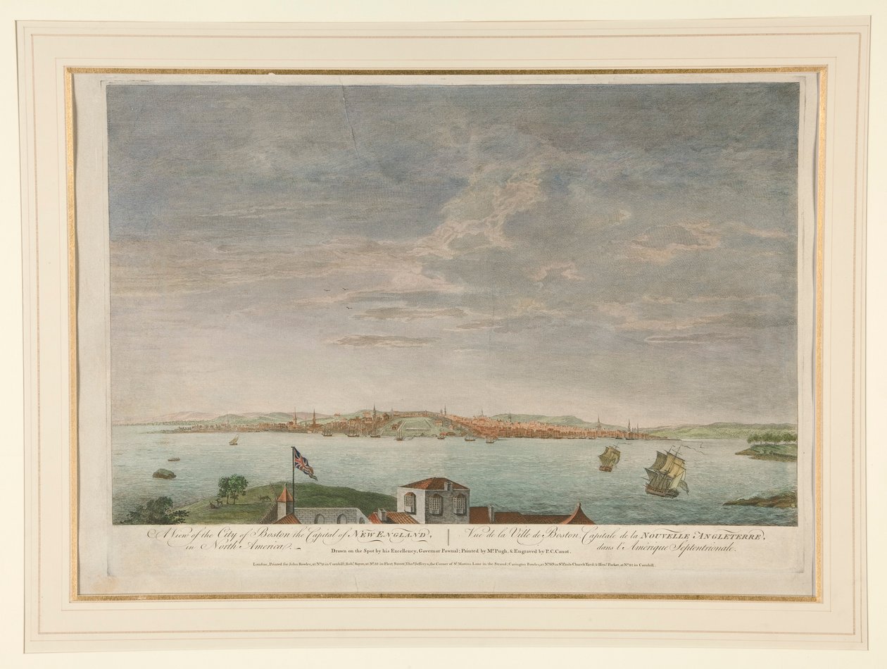 Kilátás Boston városára, Új-Anglia fővárosára, Észak-Amerikában alkotó: Pierre Charles Canot