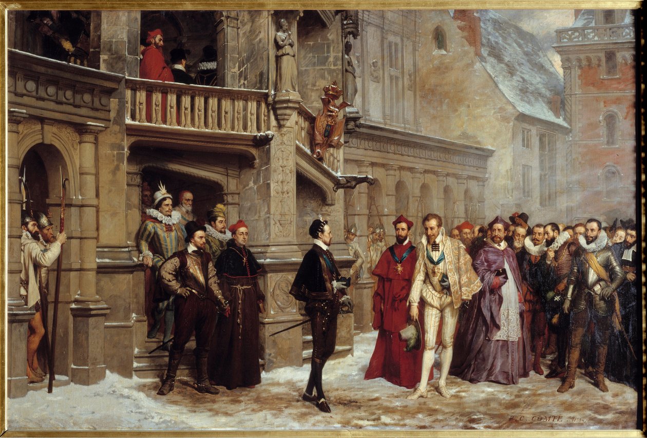 Henrik francia király (1551-1589) és I. Lotharingiai Henrik, Guise Balafre-nak nevezett herceg találkozója alkotó: Pierre Charles Comte