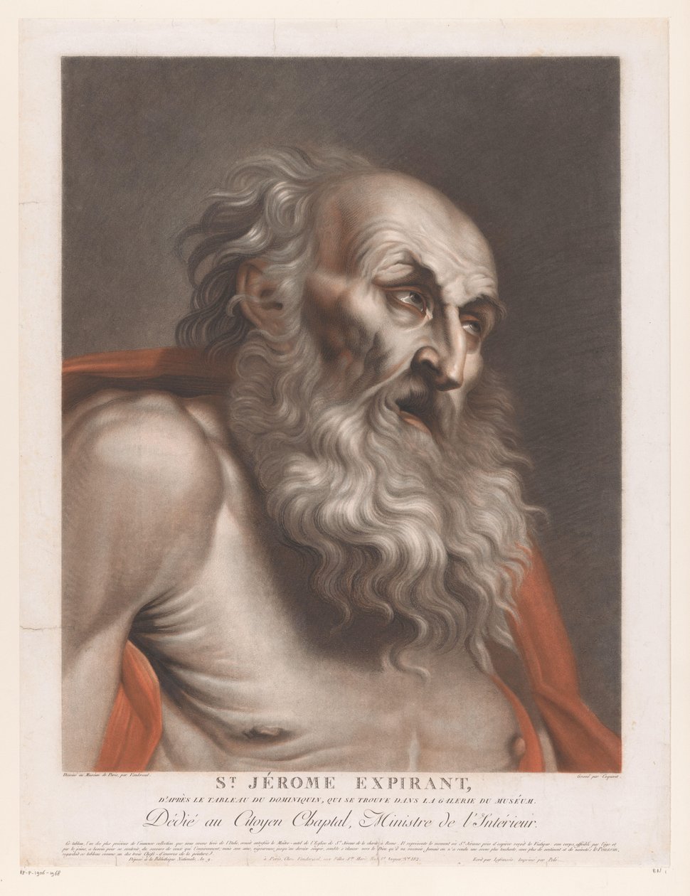 Heilige Hieronymus St. Jerome Expirant (cím a tárgyon) alkotó: Pierre Charles Coqueret