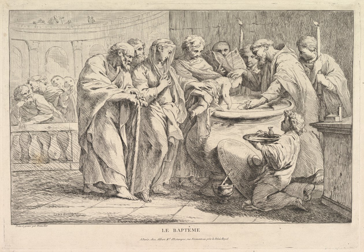 A keresztség, kb. 1734. alkotó: Pierre Charles Tremolieres
