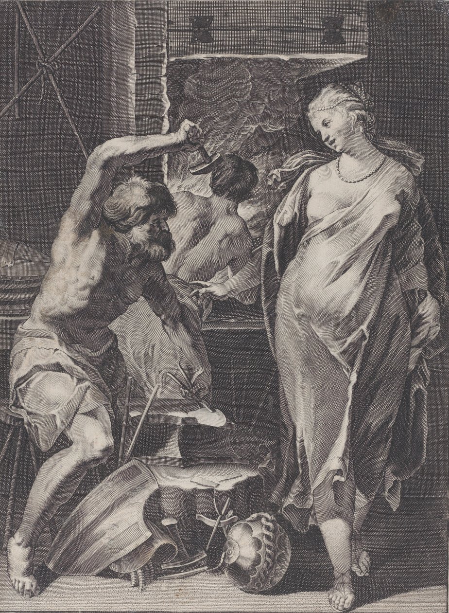 Achilles páncélját kovácsoló vulkán, 1624-75. alkotó: Pierre Daret