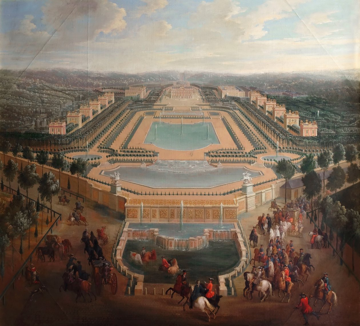 Általános nézet a kastélyról és a Marly pavilonjairól alkotó: Pierre Denis II Martin