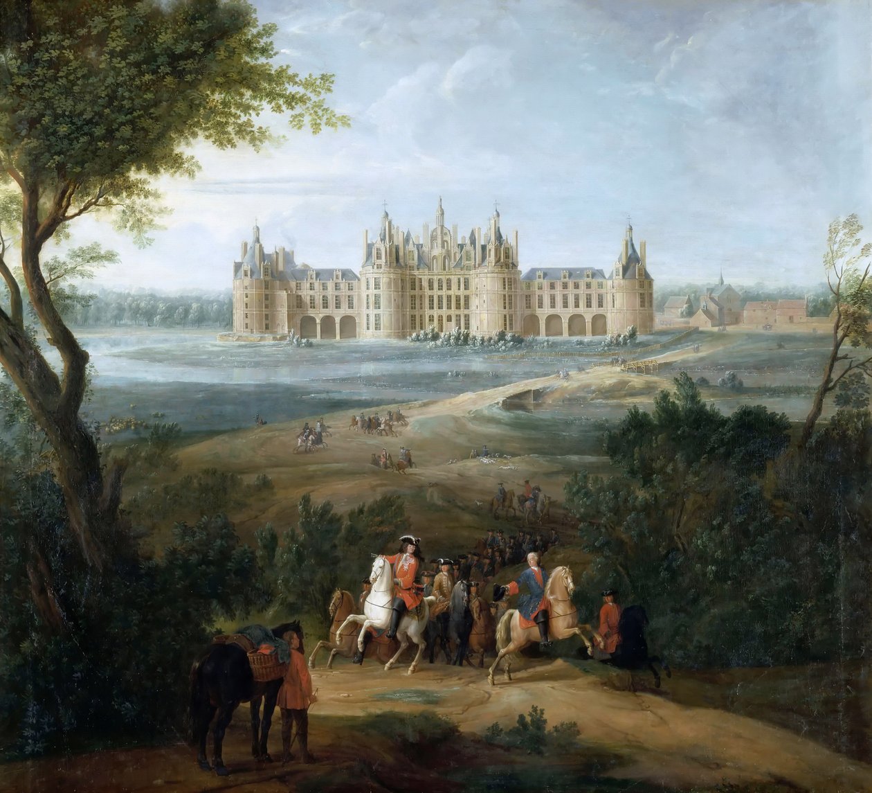 Kilátás a Chambord kastélyra, a parkból alkotó: Pierre Denis II Martin