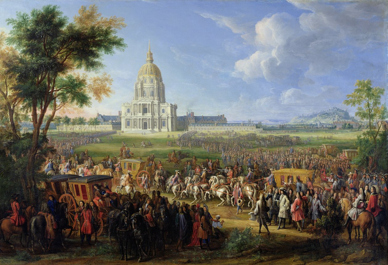 XIV. Lajos (1638-1715) és kísérete a Les Invalides-ba látogatott, 1706. augusztus 26. alkotó: Pierre Denis Martin