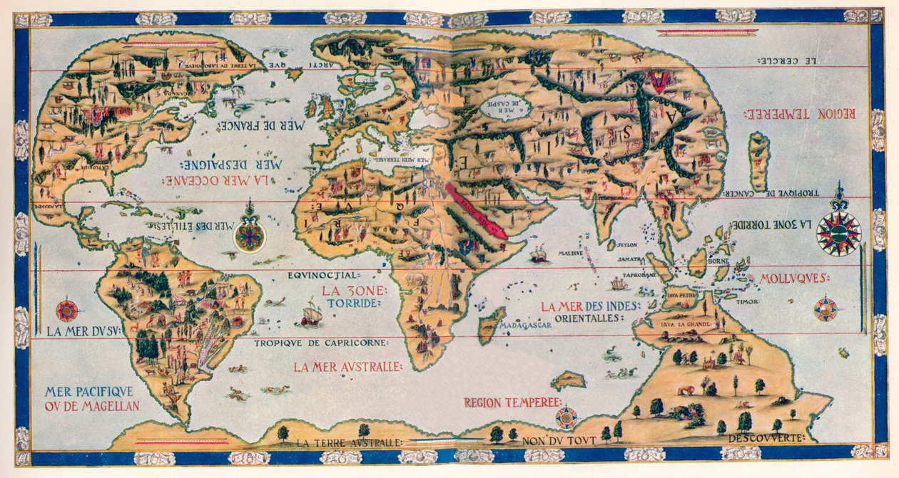 A Dauphin világtérkép, 1546, 1912 alkotó: Pierre Desceliers