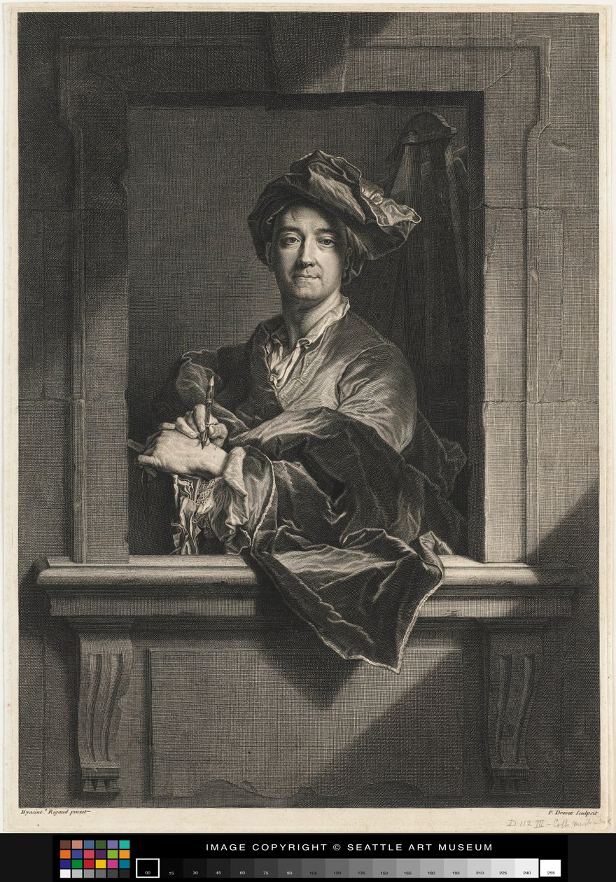 Hyacinthe Rigaud önarcképének metszete, 17. század vége – 18. század alkotó: Pierre Imbert Drevet