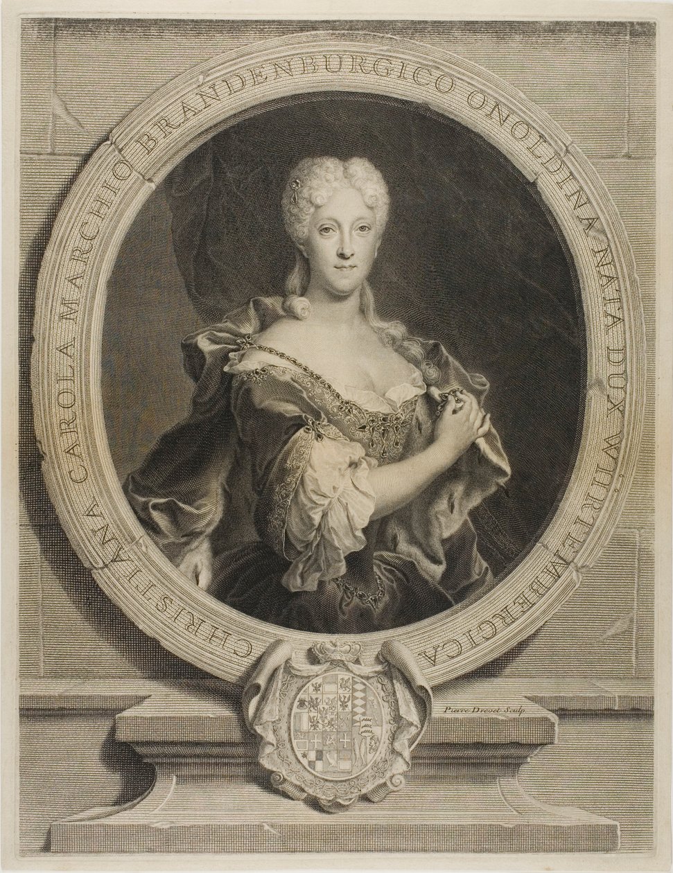 Christine-Caroline, Brandenbourg-Onoltzbach őrgrófjának, Würtemburgi Guillaume-Frédéric feleségének, 1694-1723 portréja alkotó: Pierre Drevet
