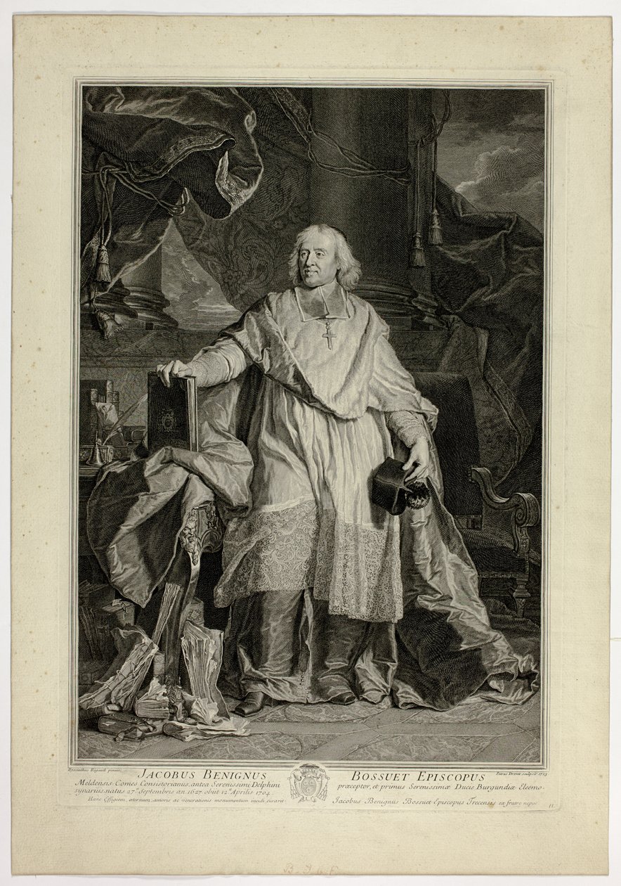 Jacques Bénigne Bossuet meaux-i püspök portréja alkotó: Pierre Drevet