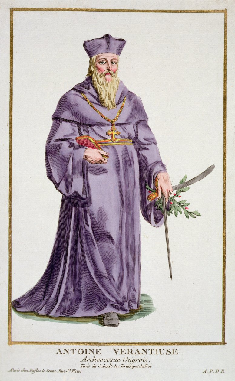 Anthony Verantiuse a "Receuil des Estampes, Representant les Rangs et les Dignites, suivant le Costume de toutes les Nations existantes" című, 1780-ban megjelent kiadványból (kézzel színezett metszet). alkotó: Pierre Duflos