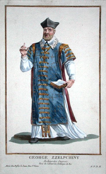 George Zzelpchiny a „Recuil des Estampes, a rangokat és a méltóságokat képviselő, az összes létező nemzet viselete szerint” című művéből, 1780-ban megjelent (kézzel színezett metszet) alkotó: Pierre Duflos