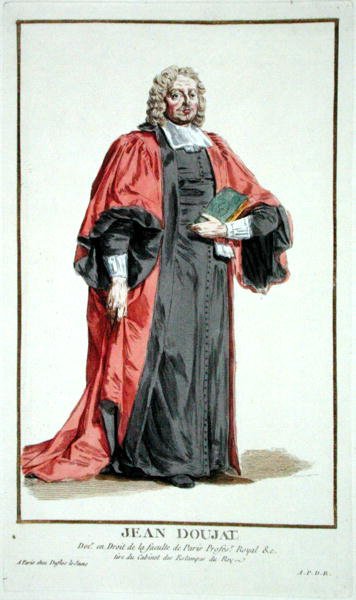 Jean Doujat a „Receuil des Estampes, Representant les Rangs et les Dignites, az összes létező nemzet viselete szerint” című művéből, 1780-ban (kézzel színezett metszet) alkotó: Pierre Duflos