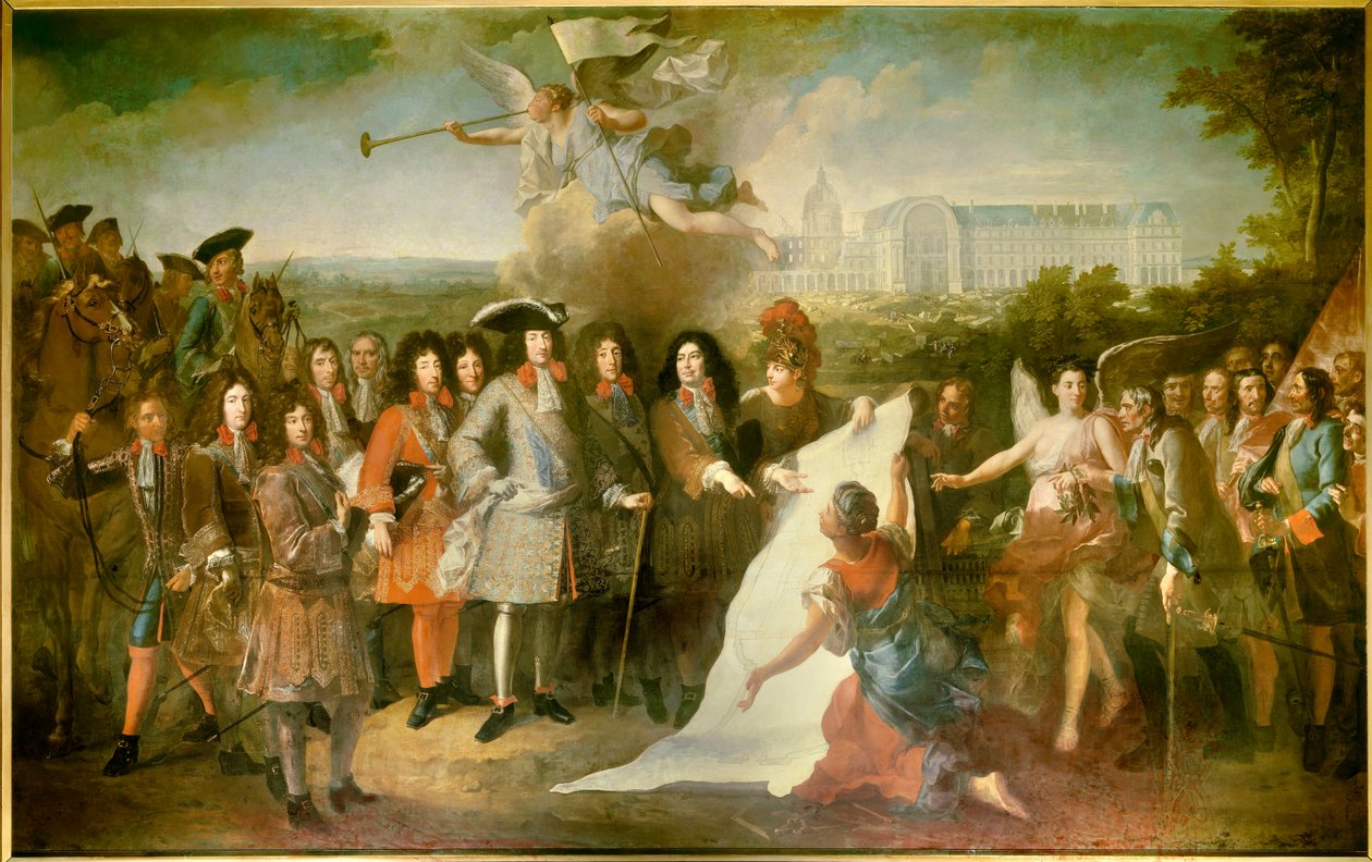 A Royal Hote des Invalides tervének bemutatása XIV. Lajosnak de Louvois márkitól (1639-1691) A jelenlévők között van Henri de la Tour d