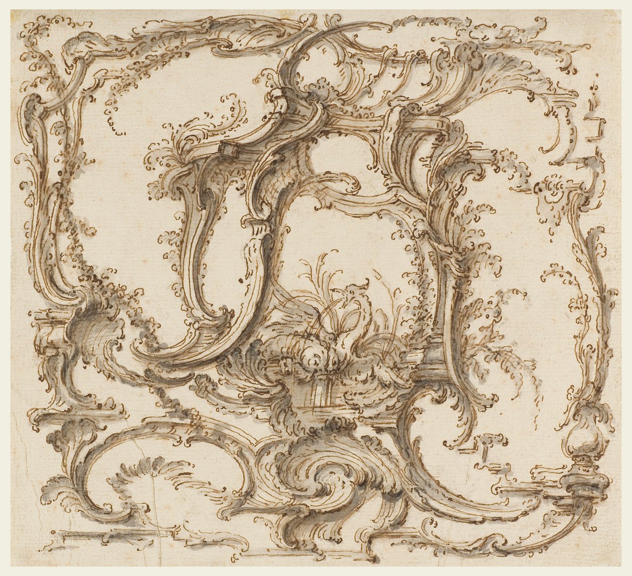 Rajz, Ornamentális kompozíció, 1745 körül. alkotó: Pierre Edme Babel