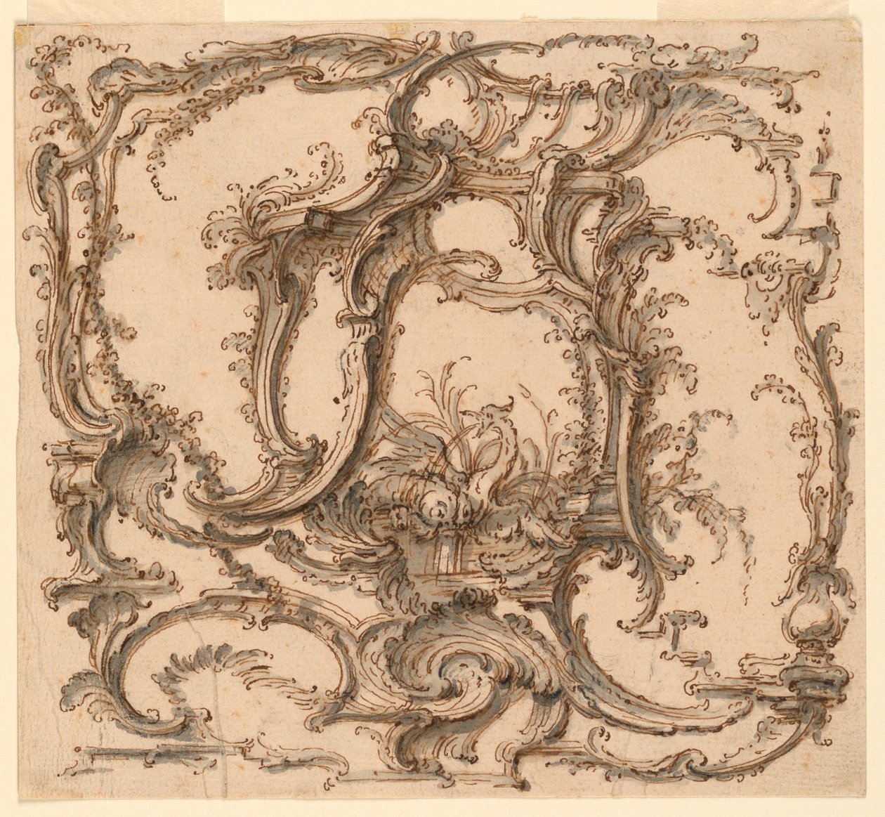 Rajz, Ornamentális kompozíció, 1745 körül. alkotó: Pierre Edme Babel